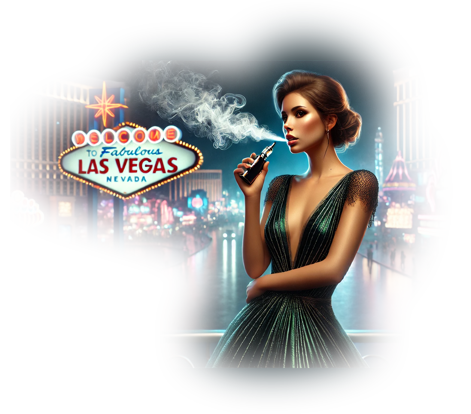 Elegant lady vaping in Las Vegas, NV.